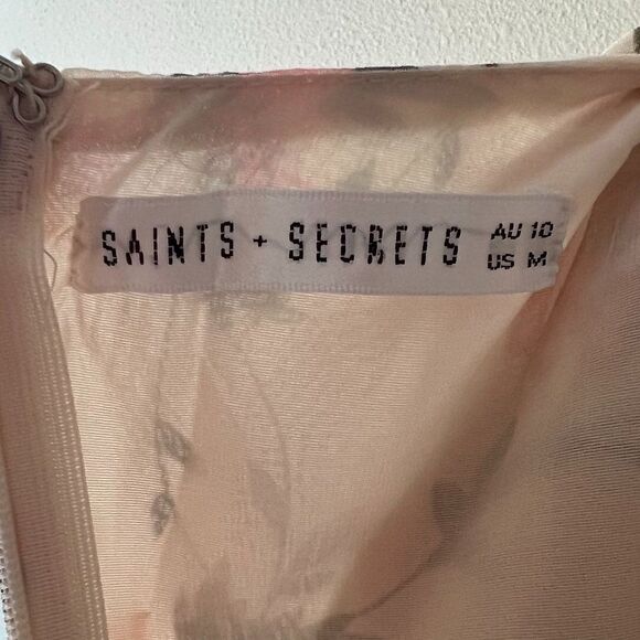 Saints + Secrets Cream/Multi-Color Floral Dress Size M - Picture 4 of 6